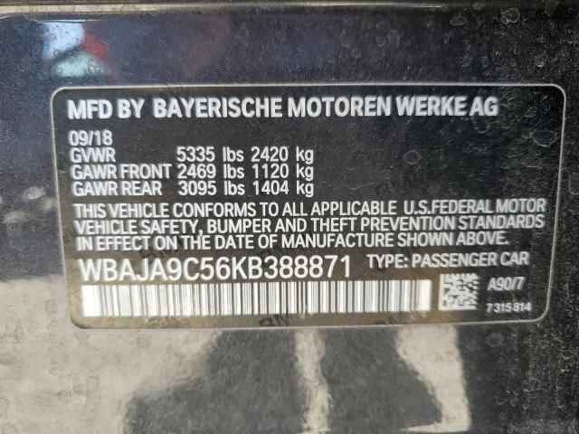 WBAJA9C56KB388871 - 2019 BMW 530E GRAY photo 13