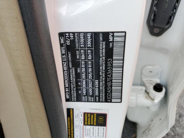 4JGDA5HB7EA365953 - 2014 MERCEDES-BENZ ML 350 4MATIC WHITE photo 13