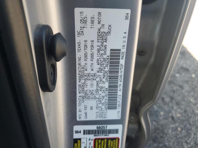 5TFLU4EN0FX140188 - 2015 TOYOTA TACOMA DOUBLE CAB SILVER photo 12