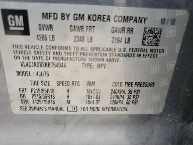 KL4CJASB2KB764044 - 2019 BUICK ENCORE PREFERRED GRAY photo 14