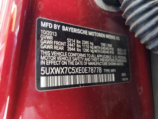 5UXWX7C5XE0E78778 - 2014 BMW X3 XDRIVE35I RED photo 12