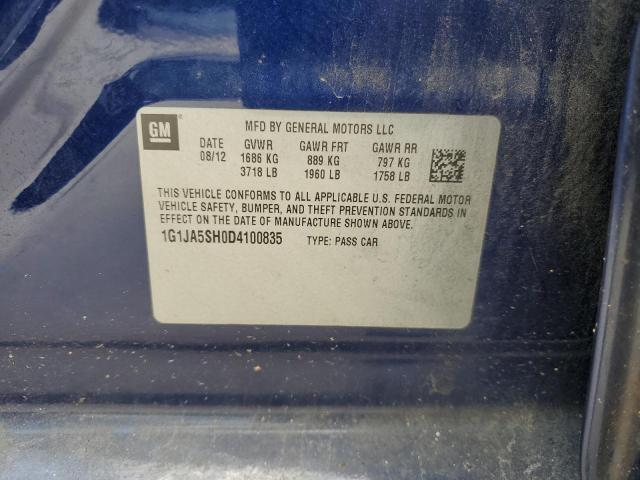 1G1JA5SH0D4100835 - 2013 CHEVROLET SONIC LS 蓝色 照片 12