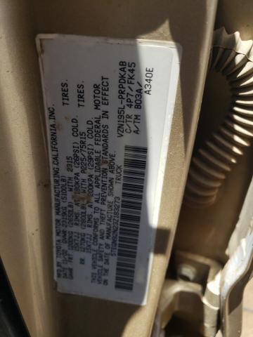 5TEGN92N23Z183273 - 2003 TOYOTA TACOMA DOUBLE CAB PRERUNNER GOLD photo 12