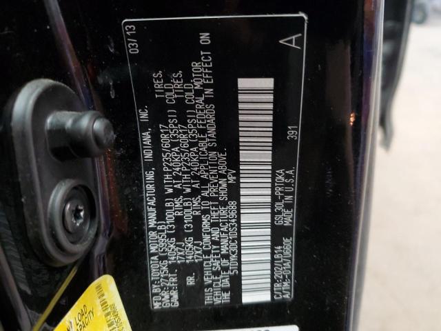 5TDYK3DC1DS349688 - 2013 TOYOTA SIENNA XLE BLACK photo 13