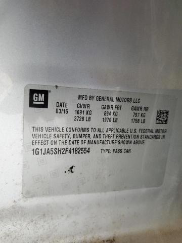 1G1JA5SH2F4182554 - 2015 CHEVROLET SONIC LS 银色 照片 12