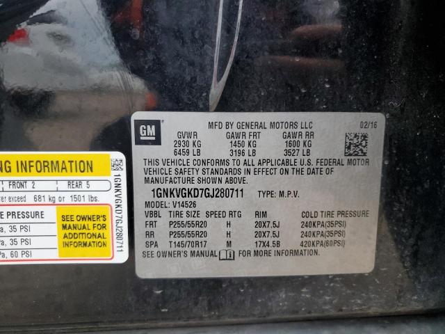 1GNKVGKD7GJ280711 - 2016 CHEVROLET TRAVERSE LT 黑色 照片 13