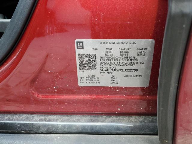 5GAEVAKWXLJ222706 - 2020 BUICK ENCLAVE ESSENCE 勃艮第红 照片 13