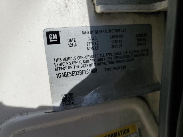 1G4GE5ED2BF261988 - 2011 BUICK LACROSSE CXS 白色 照片 12