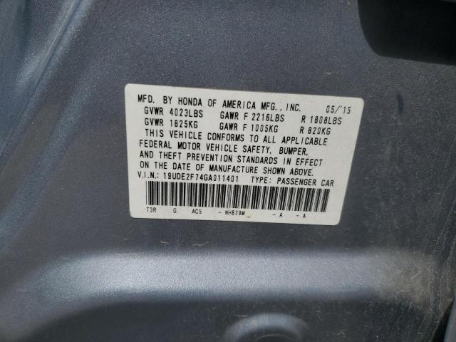 19UDE2F74GA011401 - 2016 ACURA ILX PREMIUM TECH SILVER photo 12