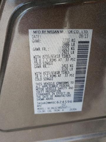 5N1AR2MM4EC624596 - 2014 NISSAN PATHFINDER S TAN photo 12