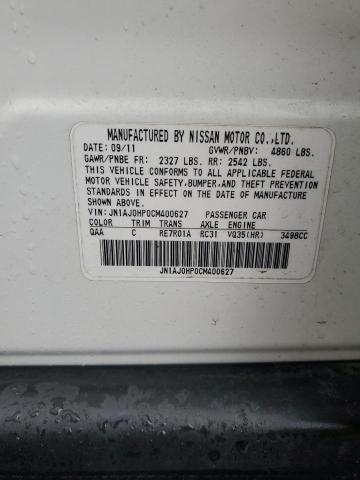JN1AJ0HP0CM400627 - 2012 INFINITI EX35 BASE Սպիտակ լուսանկար 12
