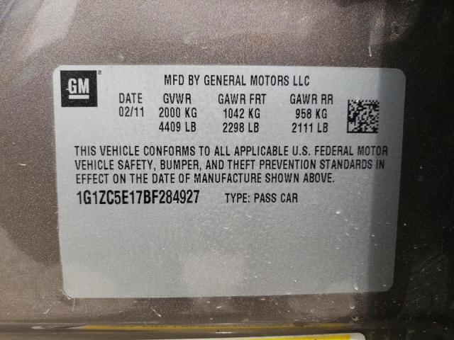 1G1ZC5E17BF284927 - 2011 CHEVROLET MALIBU 1LT BROWN photo 12