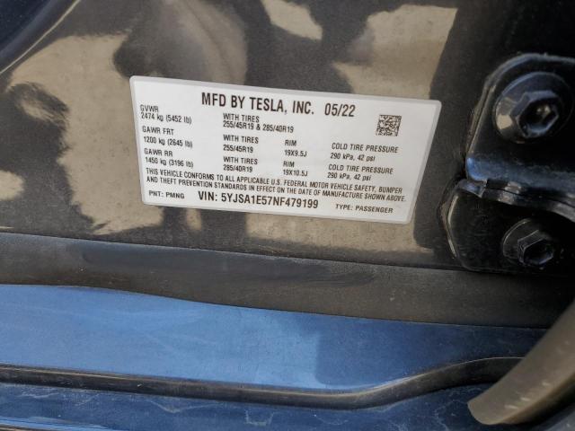 5YJSA1E57NF479199 - 2022 TESLA MODEL S Grafit foto 12