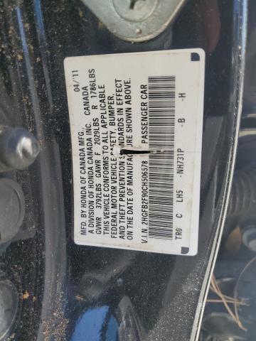 2HGFB2F90CH506578 - 2012 HONDA CIVIC EXL BLACK photo 12