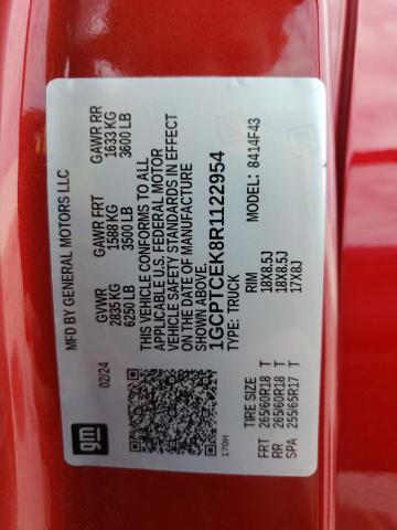 1GCPTCEK8R1122954 - 2024 CHEVROLET COLORADO LT RED photo 12