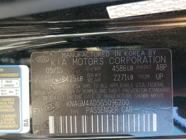 KNAGM4AD5G5096200 - 2016 KIA OPTIMA HYBRID BLACK photo 12