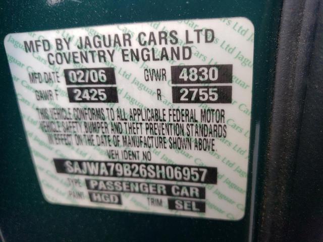 SAJWA79B26SH06957 - 2006 JAGUAR XJ8 L GREEN photo 12