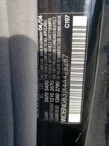 WDBNG83JX4A428287 - 2004 MERCEDES-BENZ S 430 4MATIC BLACK photo 12