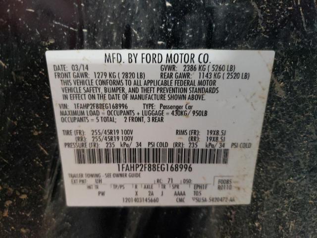 1FAHP2F88EG168996 - 2014 FORD TAURUS LIMITED BLACK photo 13