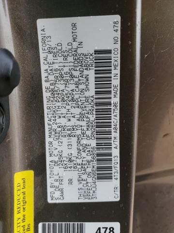 3TMJU4GN6EM156856 - 2014 TOYOTA TACOMA DOUBLE CAB PRERUNNER BROWN photo 13