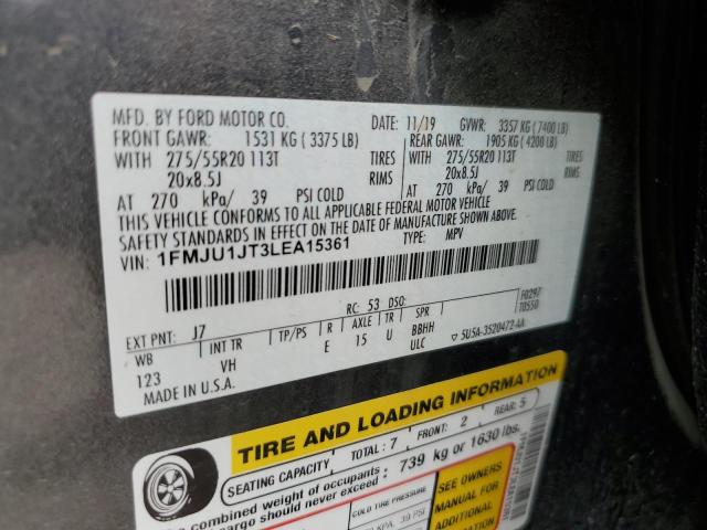 1FMJU1JT3LEA15361 - 2020 FORD EXPEDITION XLT GRAY photo 13