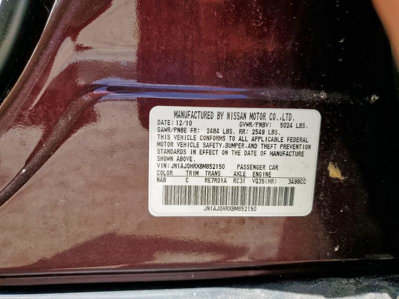 JN1AJ0HRXBM852150 - 2011 INFINITI EX35 BASE MAROON photo 13