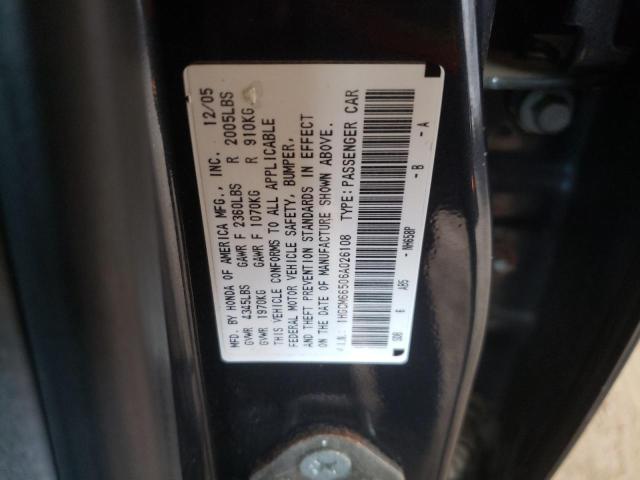 1HGCM66506A026108 - 2006 HONDA ACCORD EX BLACK photo 12