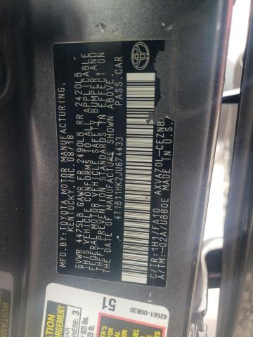 4T1B11HK2JU674433 - 2018 TOYOTA CAMRY L 灰色 照片 12