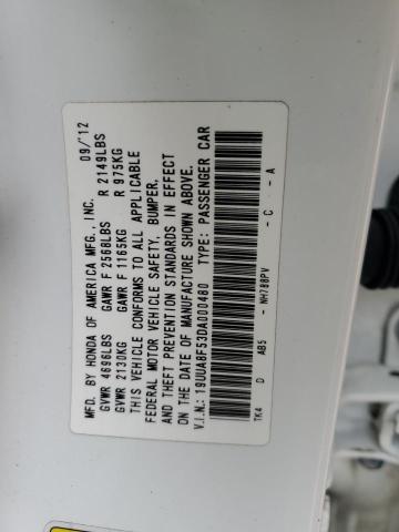 19UUA8F53DA000480 - 2013 ACURA TL TECH WHITE photo 12