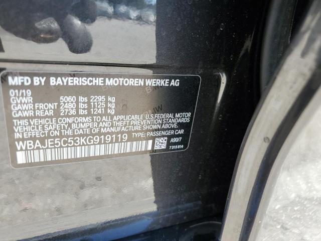 WBAJE5C53KG919119 - 2019 BMW 540 I CHARCOAL photo 12