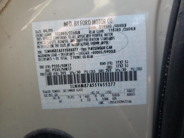 1LNHM87A55Y655277 - 2005 LINCOLN LS BEIGE photo 12