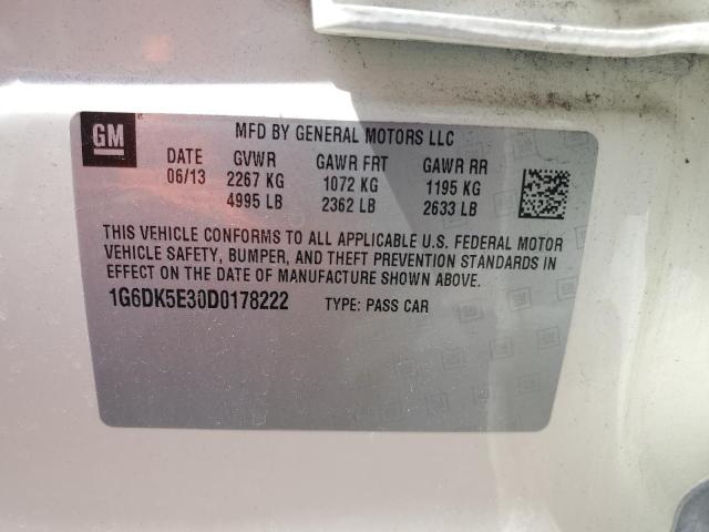 1G6DK5E30D0178222 - 2013 CADILLAC CTS PERFORMANCE COLLECTION თეთრი ფოტო 12