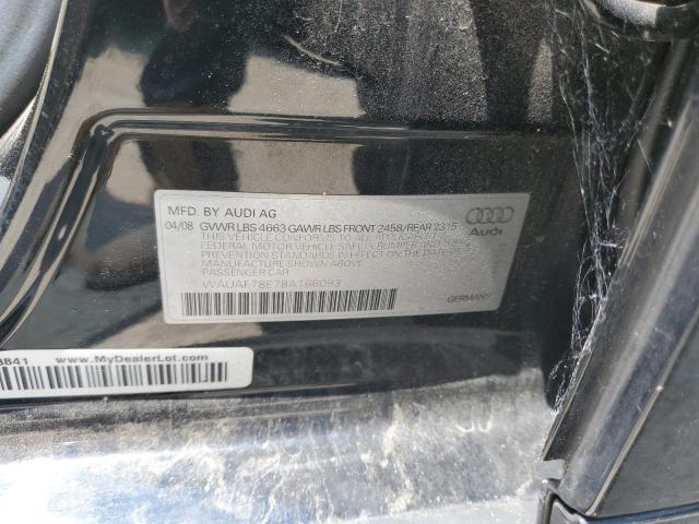 WAUAF78E78A166093 - 2008 AUDI A4 2.0T BLACK photo 12