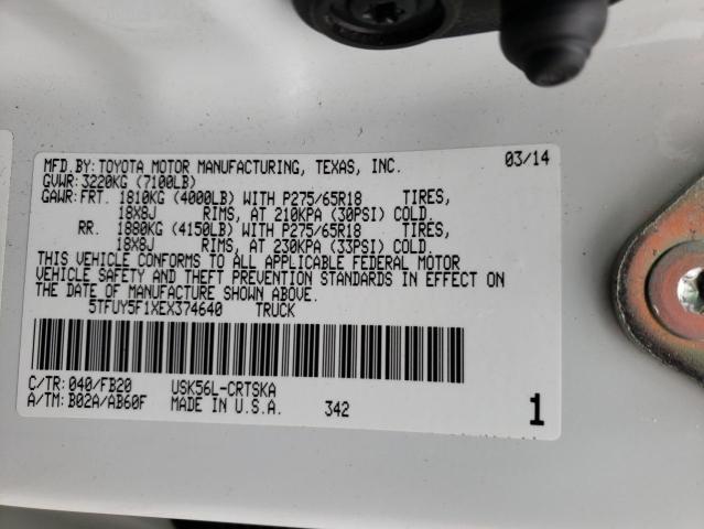 5TFUY5F1XEX374640 - 2014 TOYOTA TUNDRA DOUBLE CAB SR/SR5 WHITE photo 12