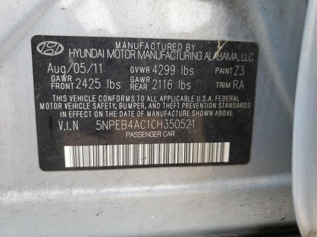 5NPEB4AC1CH350521 - 2012 HYUNDAI SONATA GLS BLUE photo 12