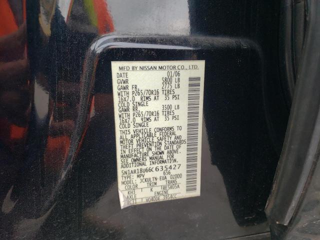 5N1AR18U66C635427 - 2006 NISSAN PATHFINDER LE BLACK photo 13
