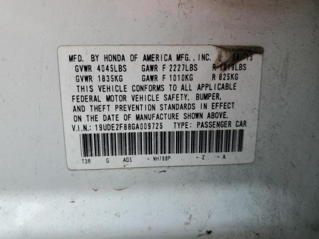 19UDE2F88GA009725 - 2016 ACURA ILX PREMIUM TECH თეთრი ფოტო 12