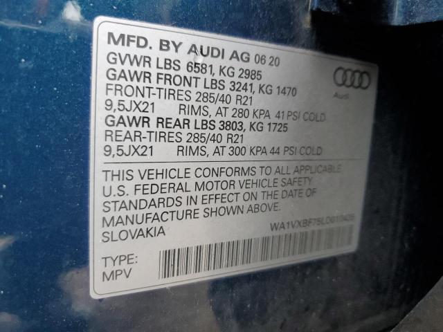 WA1VXBF75LD010435 - 2020 AUDI Q7 PRESTIGE BLUE photo 13