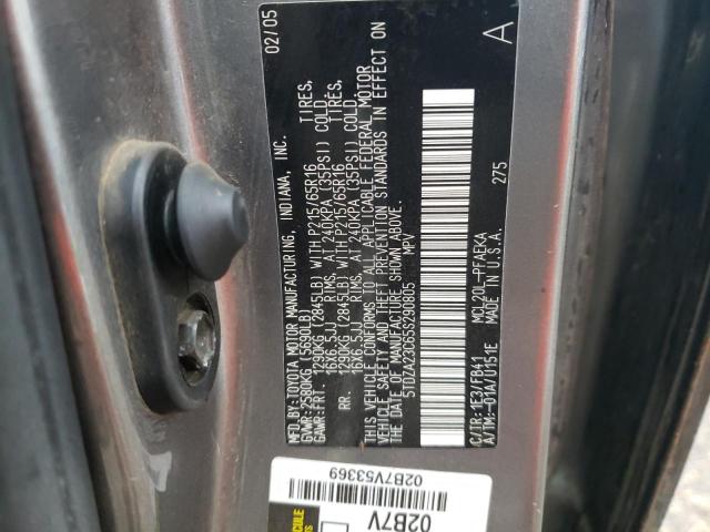 5TDZA23C65S290805 - 2005 TOYOTA SIENNA VAN CE CHARCOAL photo 13