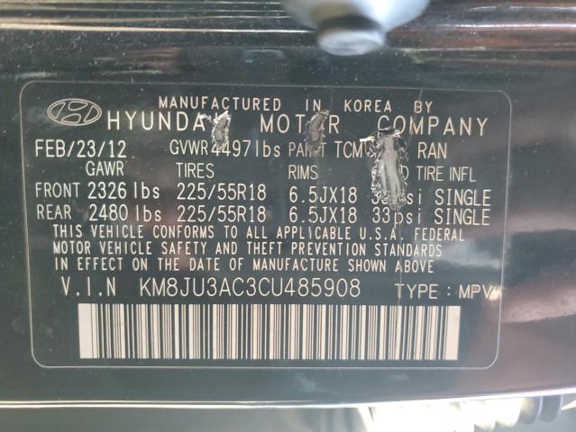 KM8JU3AC3CU485908 - 2012 HYUNDAI TUCSON GLS შავი ფოტო 12