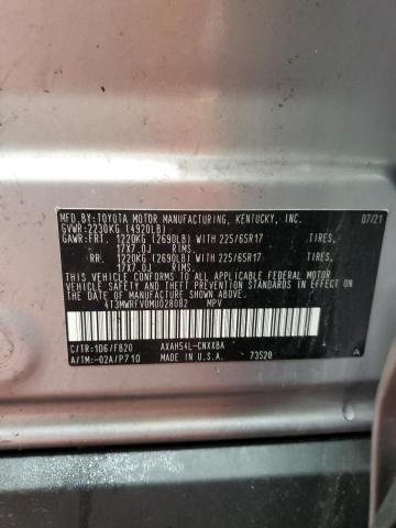 4T3MWRFV0MU028082 - 2021 TOYOTA RAV4 LE 银色 照片 13