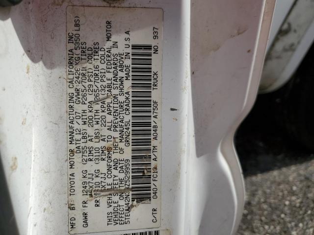 5TEUU42N38Z529959 - 2008 TOYOTA TACOMA ACCESS CAB თეთრი ფოტო 12