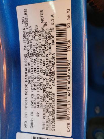 5TEJU62N06Z146346 - 2006 TOYOTA TACOMA DOUBLE CAB PRERUNNER BLUE photo 13