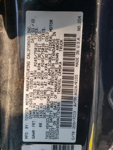 5TEUX4EN9AZ724246 - 2010 TOYOTA TACOMA ACCESS CAB შავი ფოტო 12