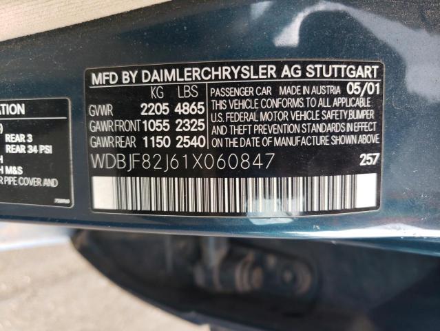 WDBJF82J61X060847 - 2001 MERCEDES-BENZ E 320 4MATIC GREEN photo 12