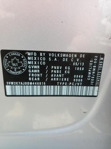 3VW2K7AJ0DM446815 - 2013 VOLKSWAGEN JETTA BASE ვერცხლისფერი ფოტო 12