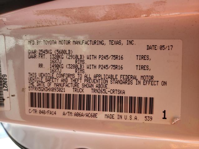 5TFRX5GN3HX093021 - 2017 TOYOTA TACOMA ACCESS CAB Ақ фото 13