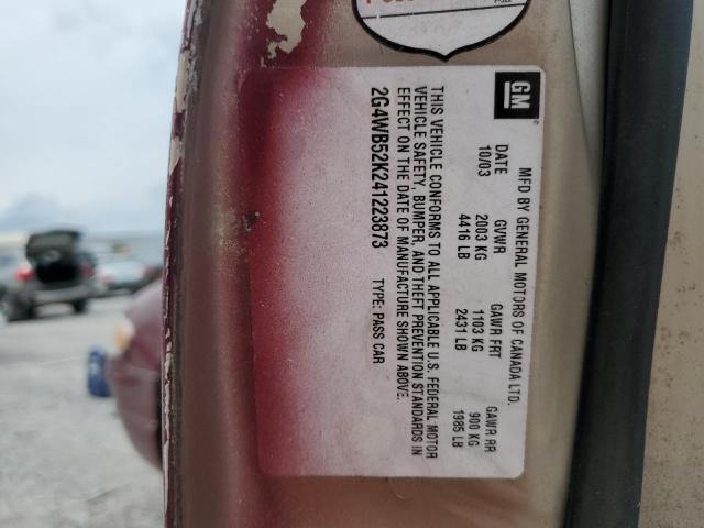2G4WB52K241223873 - 2004 BUICK REGAL LS MAROON photo 12