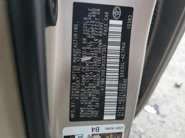 4T1BK36B28U267363 - 2008 TOYOTA AVALON XL BEIGE photo 12