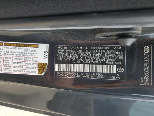 JTKDE167X90298947 - 2009 TOYOTA SCION TC Qara foto 12